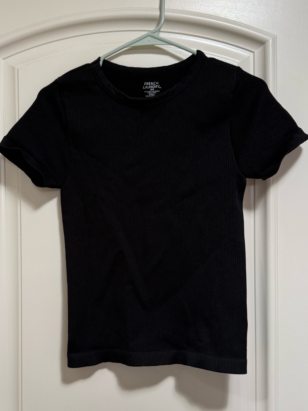 French Laundry Black Stretch Short Sleeve Top